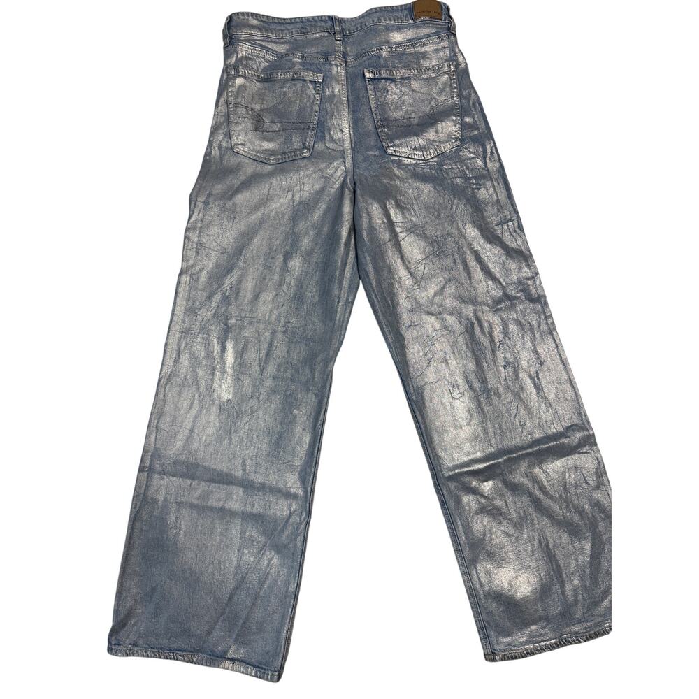 American Eagle Womens 10 Jeans Foil Metallic Maximalist Super High-Waisted - Picture 2 of 9